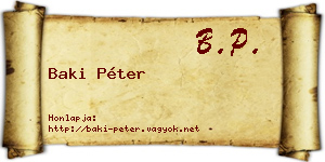 Baki Péter névjegykártya
