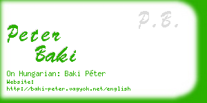 peter baki business card